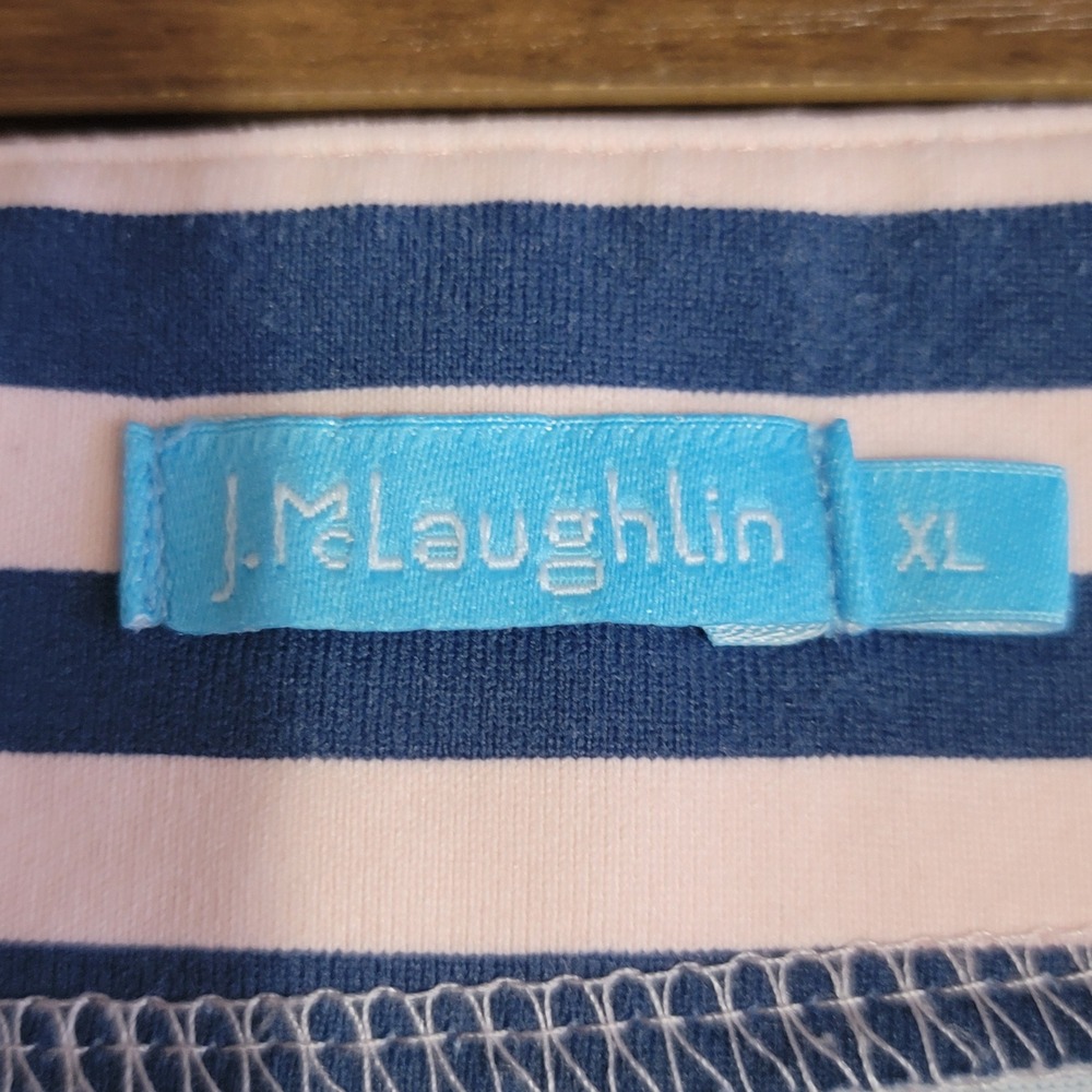 J.McLaughlin Striped Top XL Pink Blue Boat Neck Catalina Cloth Nautical Preppy - Picture 2 of 9